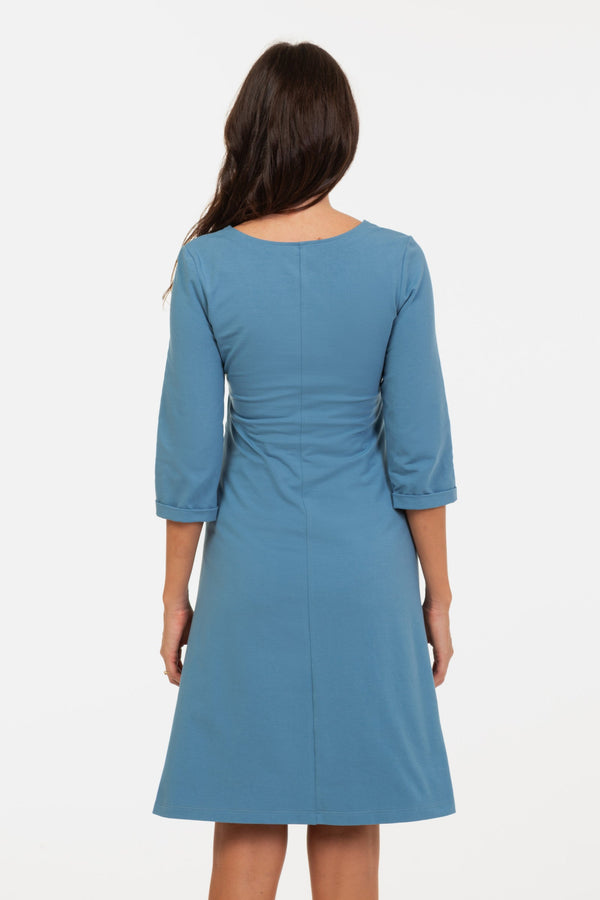Umstands- und Stillkleid aus Baumwolle – Blau