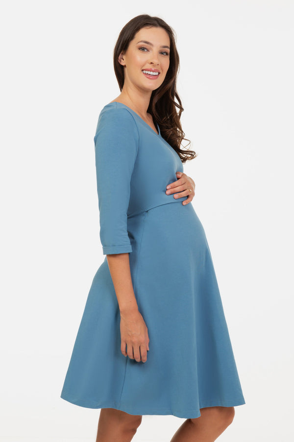Umstands- und Stillkleid aus Baumwolle – Blau