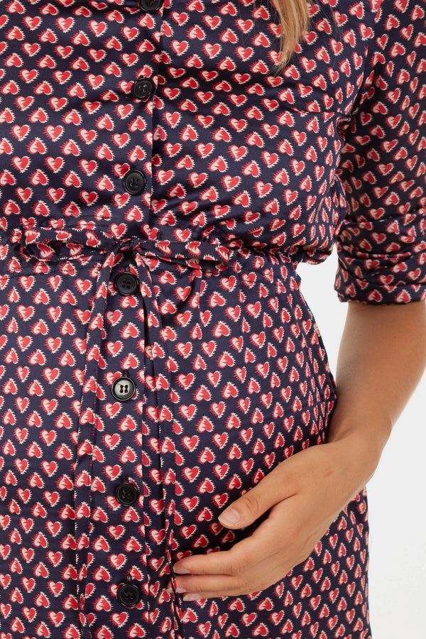 Satiniertes Umstands- und Still-Blusenkleid