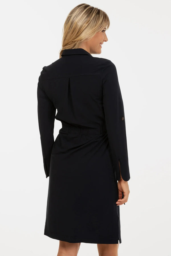 Elastisches Umstands- und Still-Blusenkleid – Dunkelblau