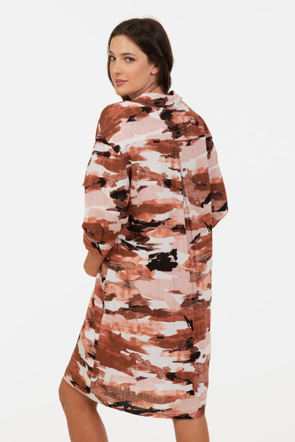 Umstands- & Stillkleid aus Crinkle-Stoff mit Bindegürtel