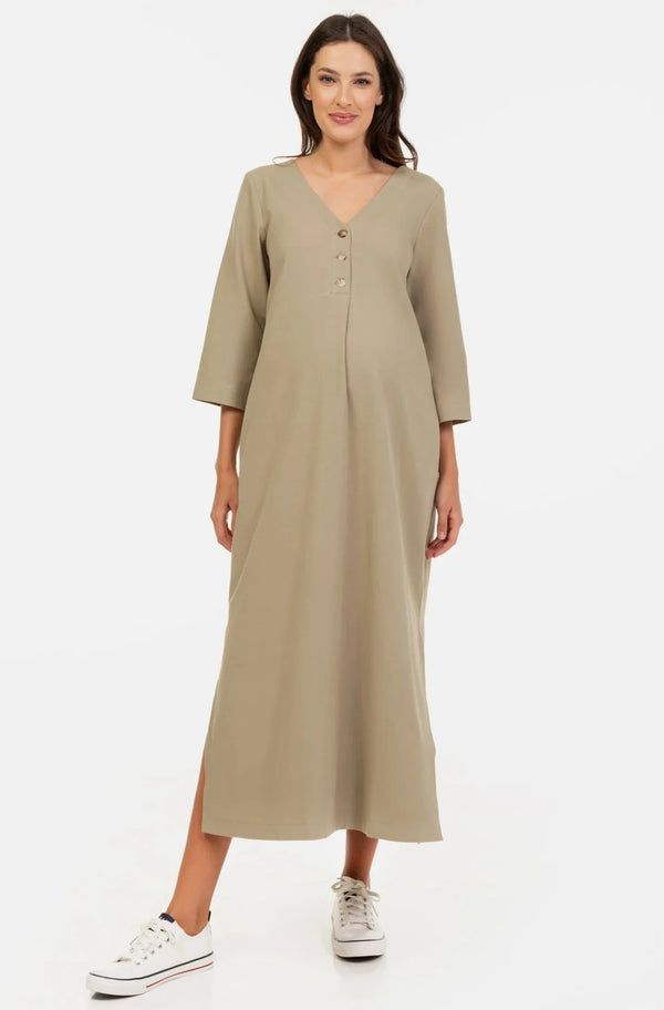 Midi-Umstands- & Stillkleid mit V-Ausschnitt