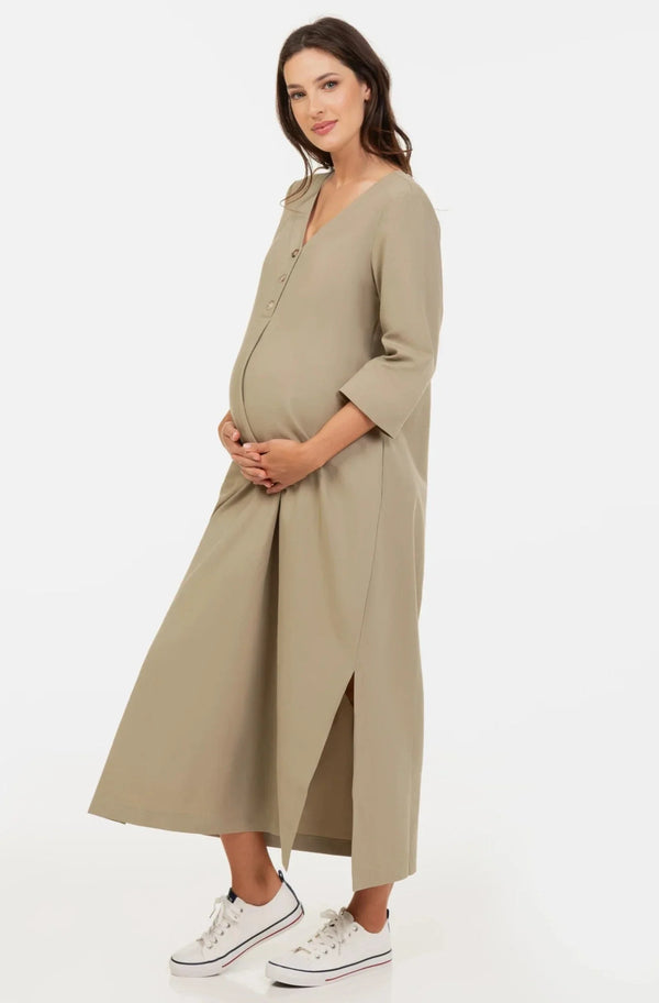 Midi-Umstands- & Stillkleid mit V-Ausschnitt