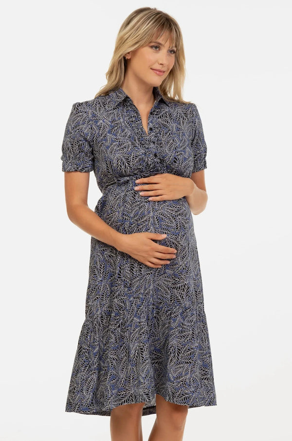 Umstands- & Stillblusenkleid mit Blättermuster und Volants