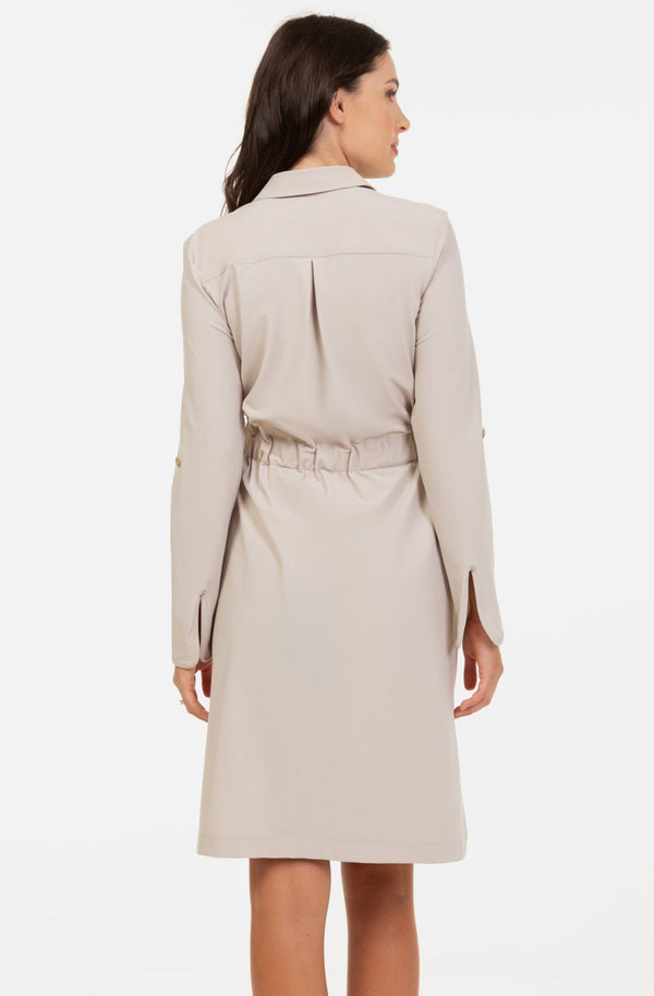 Umstands- und Still-Hemdblusenkleid – Sand