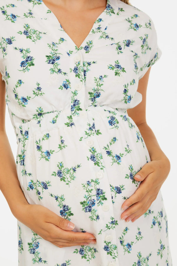 Umstands- und Stillkleid aus Baumwolle mit Stickerei