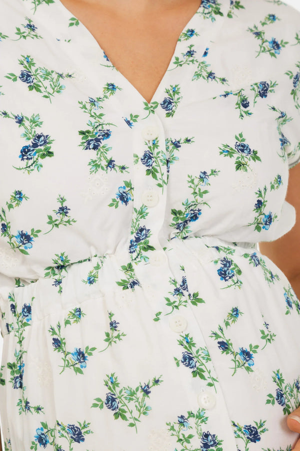 Umstands- und Stillkleid aus Baumwolle mit Stickerei