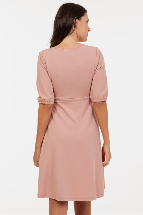 Umstands- und Stillkleid mit Knotendetail – Altrosa