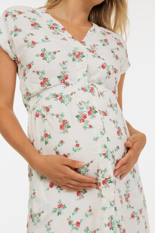 Umstands- und Stillkleid aus Baumwolle mit Stickerei