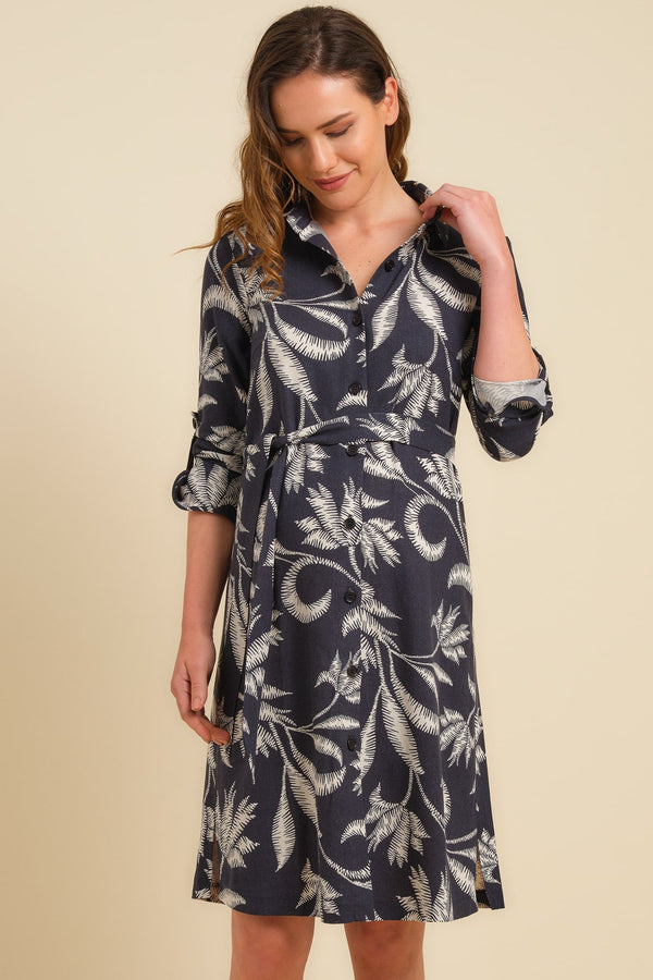 Umstands- und Still-Blusenkleid aus Leinenmix