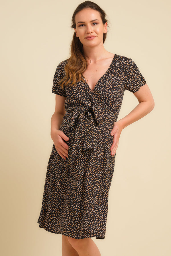 Umstands- und Stillkleid in Wickeloptik – mit Print