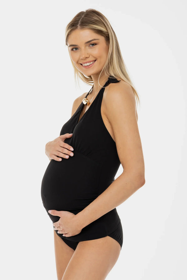 Zweiteiliger Umstandsbikini mit Stillfunktion – Schwarz
