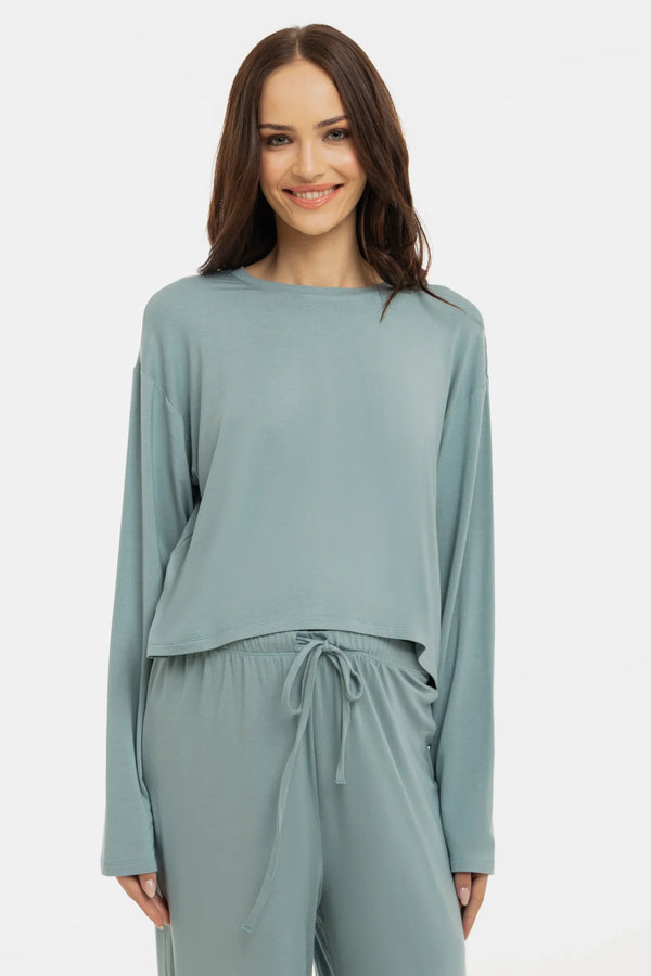 Cropped Umstandstop aus weichem Tencel™ Modal – Salbeigrün