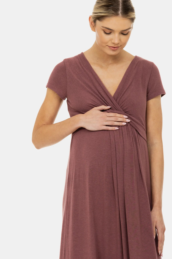 Umstands- und Stillkleid mit dekorativem Taillenband – Altrosa