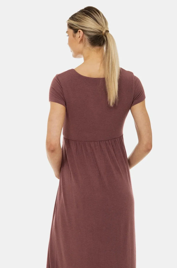 Umstands- und Stillkleid mit dekorativem Taillenband – Altrosa