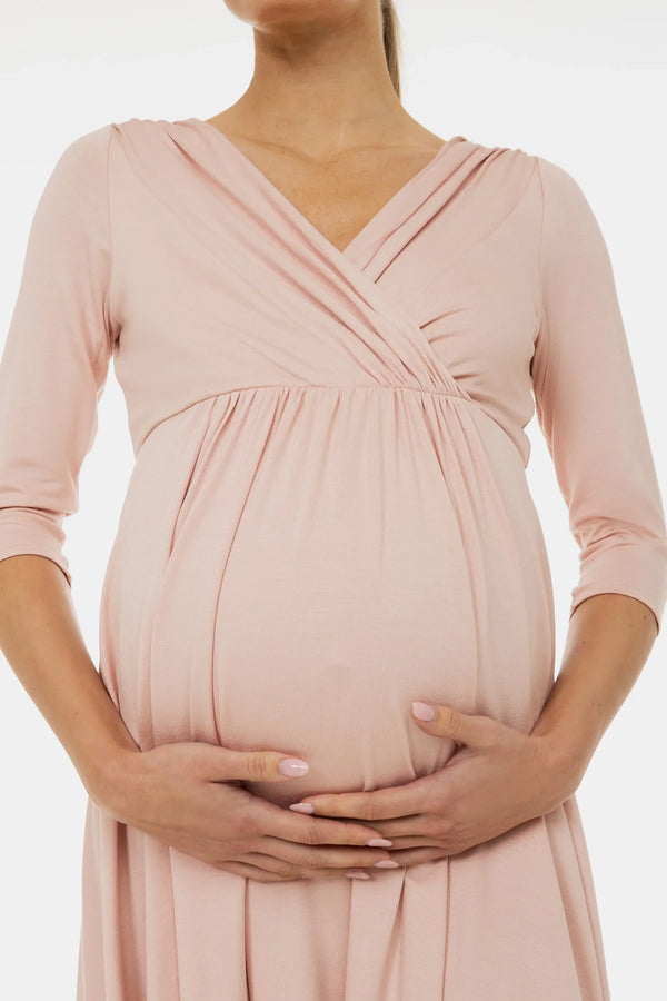 Elegantes Umstands- & Stillkleid – Puderrosa