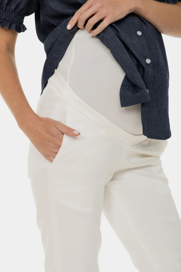Essential Umstandshose aus Baumwolle – Ecru