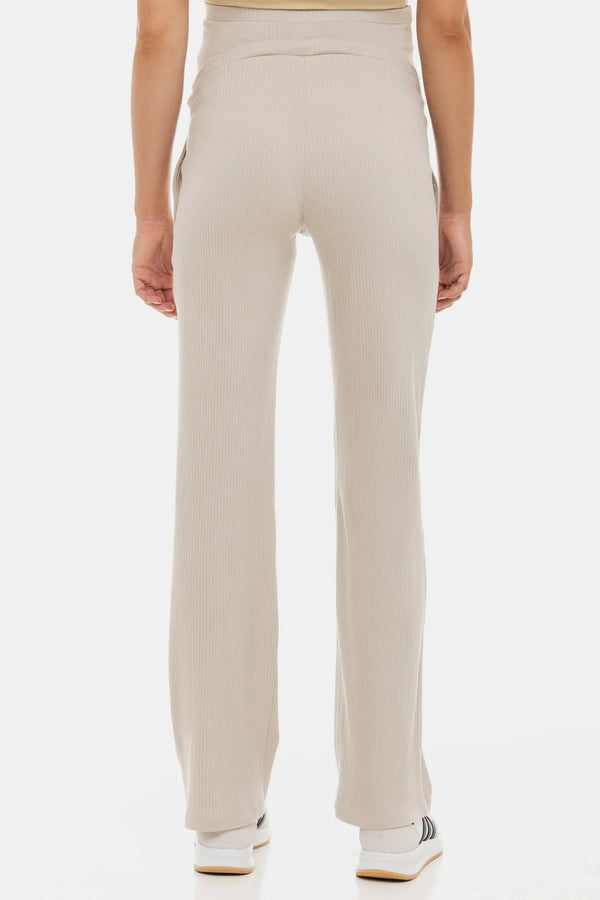 Rippjersey-Flared-Umstandshose – Sand