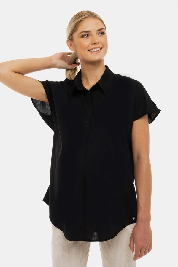 Luftige Umstands- und Stillbluse aus Baumwolle – Schwarz