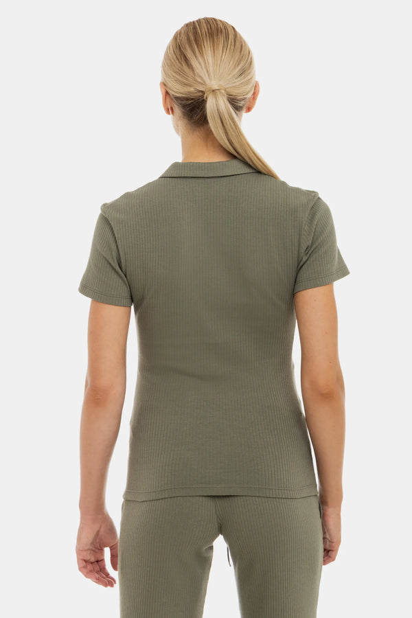 Umstandstop mit Kragen und Stillfunktion – Khaki