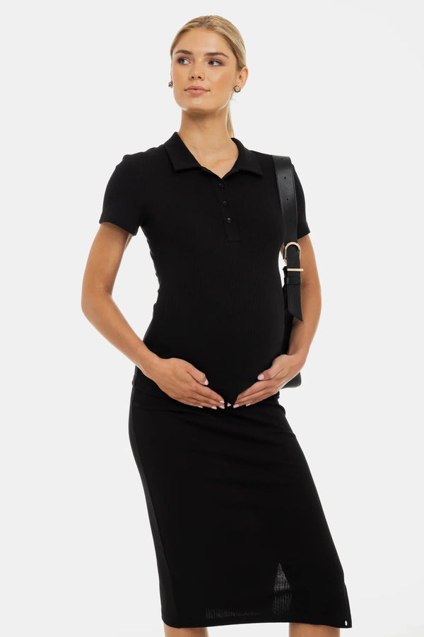 Gerippter Umstandsrock – Schwarz