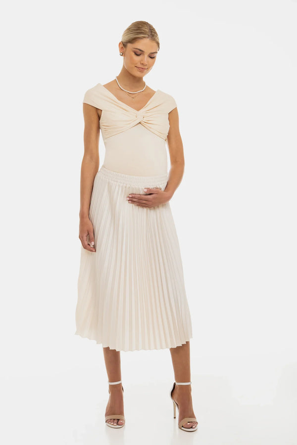 Elegante Umstandsbluse mit Knotendetail - Creme