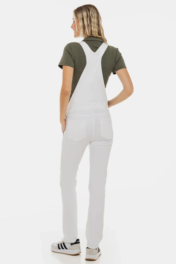Denim zwangerschaps­salopette – wit