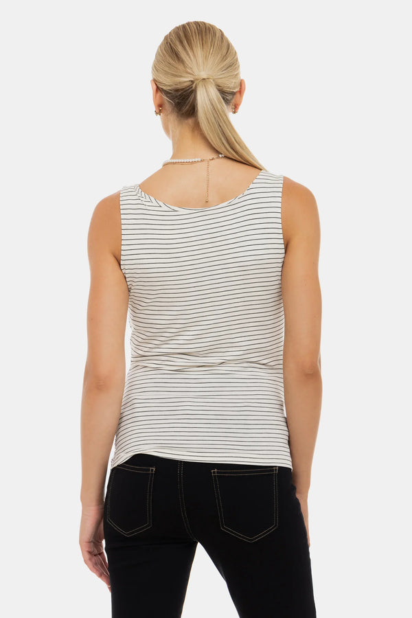 Gestreiftes Umstands- und Stilltop mit Drapé-Ausschnitt