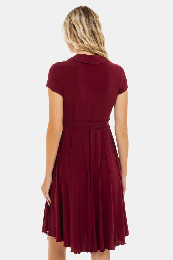 Umstands- und Stillkleid mit Wickel-Top – Bordeaux