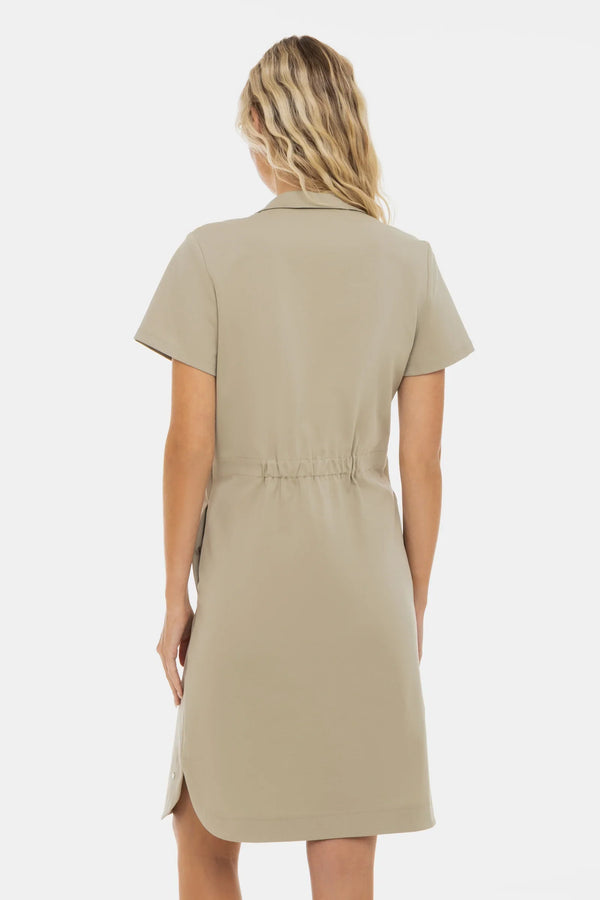 Umstands- und Still-Hemdblusenkleid mit Knopfleiste – Sandbeige