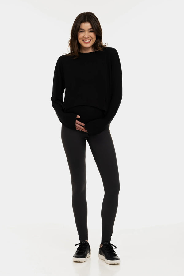 Umstands-Leggings aus Jersey mit gebürsteter Innenseite – Grau