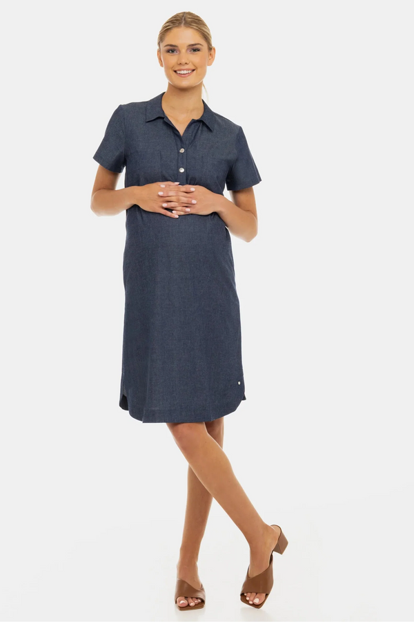 Umstands- und Still-Hemdblusenkleid aus Denim