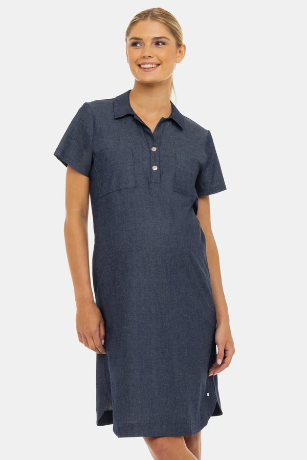 Umstands- und Still-Hemdblusenkleid aus Denim