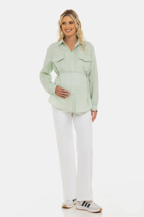Leinen-Umstands- und Stillbluse – Hellmint
