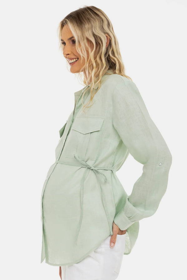Leinen-Umstands- und Stillbluse – Hellmint