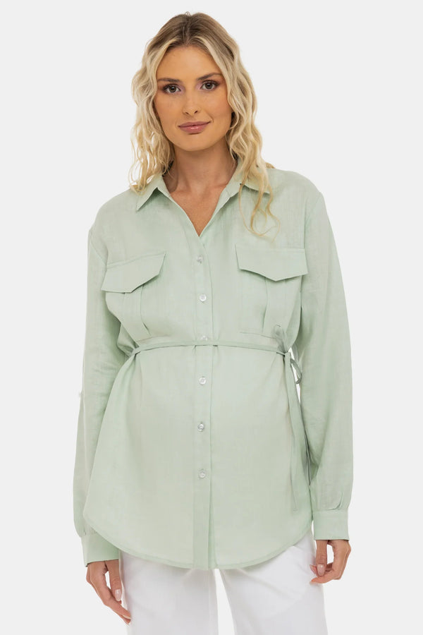 Leinen-Umstands- und Stillbluse – Hellmint