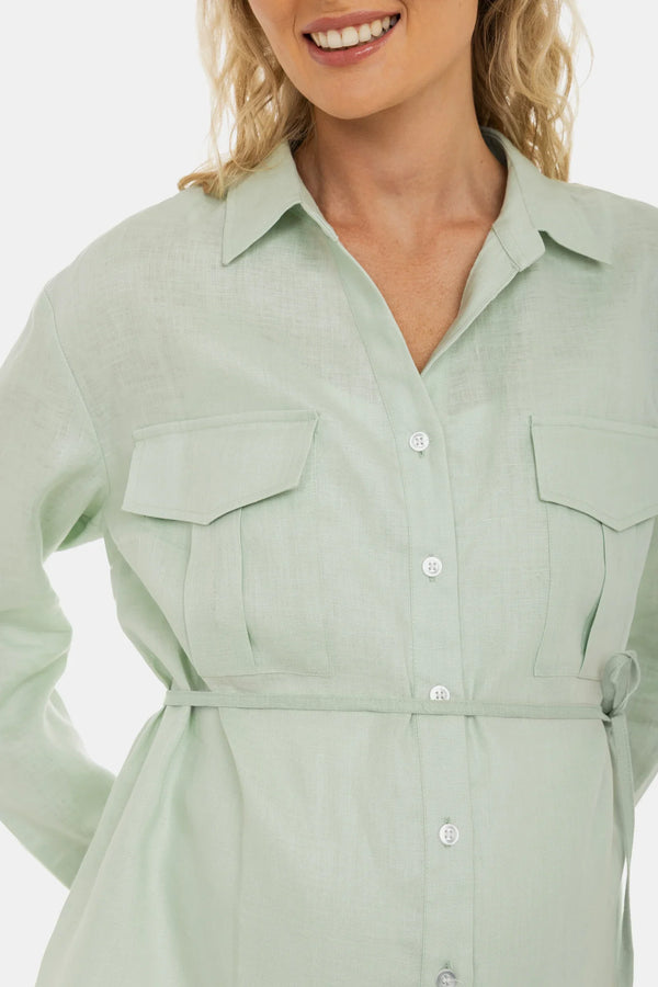 Leinen-Umstands- und Stillbluse – Hellmint
