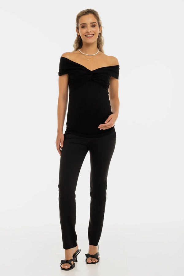 Elegante Umstandsbluse mit Knotendetail - Schwarz