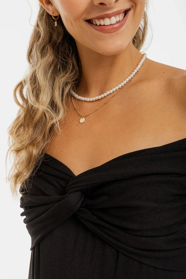 Elegante Umstandsbluse mit Knotendetail - Schwarz