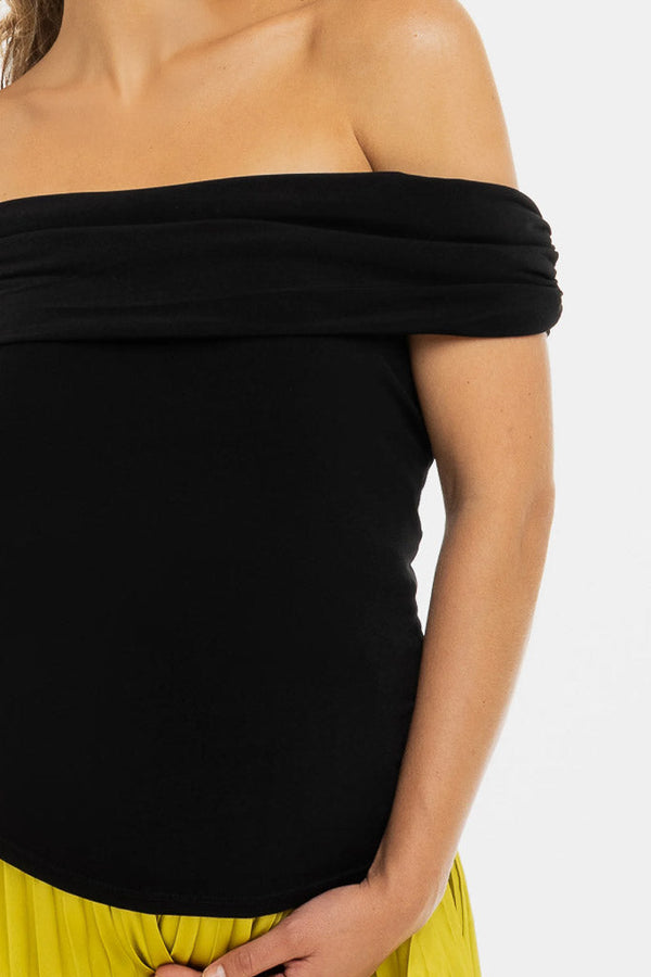 Elegante Umstandsbluse mit Off-Shoulder – Schwarz