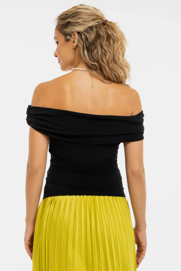 Elegante Umstandsbluse mit Off-Shoulder – Schwarz