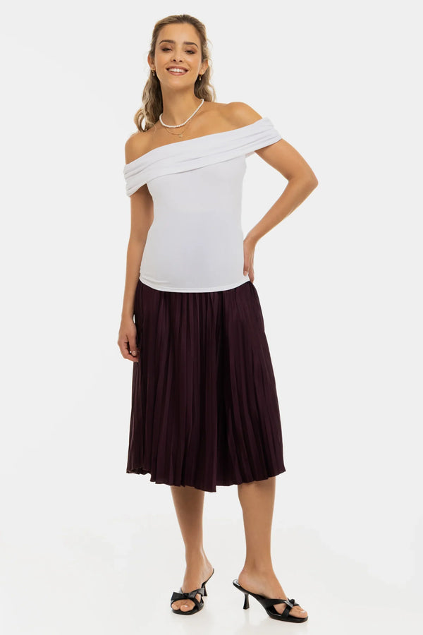 Elegante Umstandsbluse mit Off-Shoulder – Weiß