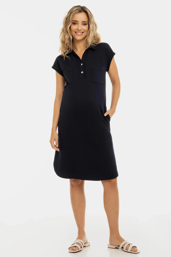 Umstands- und Stillkleid aus Travelstoff – Dunkelblau
