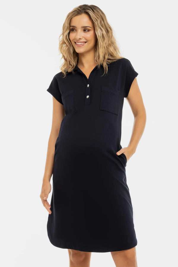 Umstands- und Stillkleid aus Travelstoff – Dunkelblau