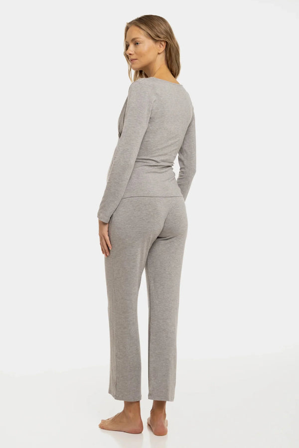 Hellgrauer Umstands- und Stillpyjama