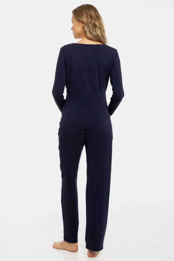 Umstands- und Stillpyjama-Set aus Baumwolle – Dunkelblau