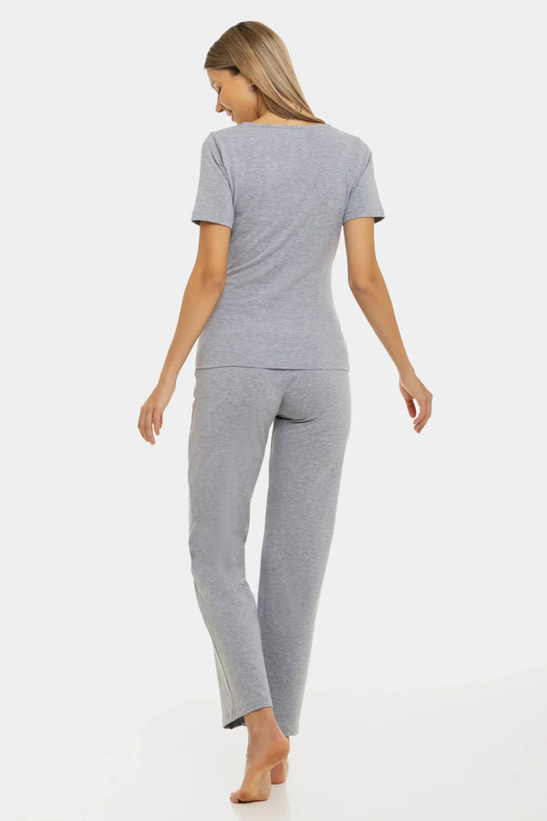 Grauer zweiteiliger Umstands- und Stillpyjama