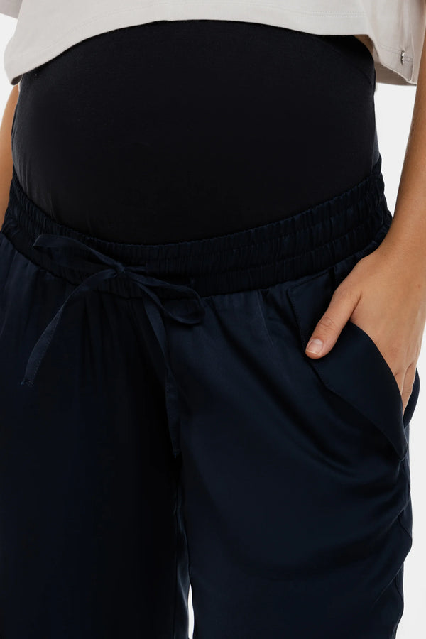 Umstands-Satinhose im Cargo-Stil – Navy
