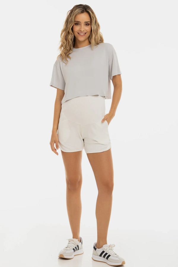 Gerippte Umstandsshorts – Ecru