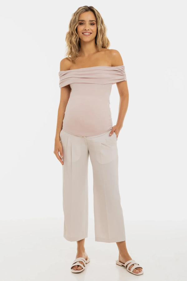 Elegante Umstandsbluse mit Off-Shoulder – Rosé